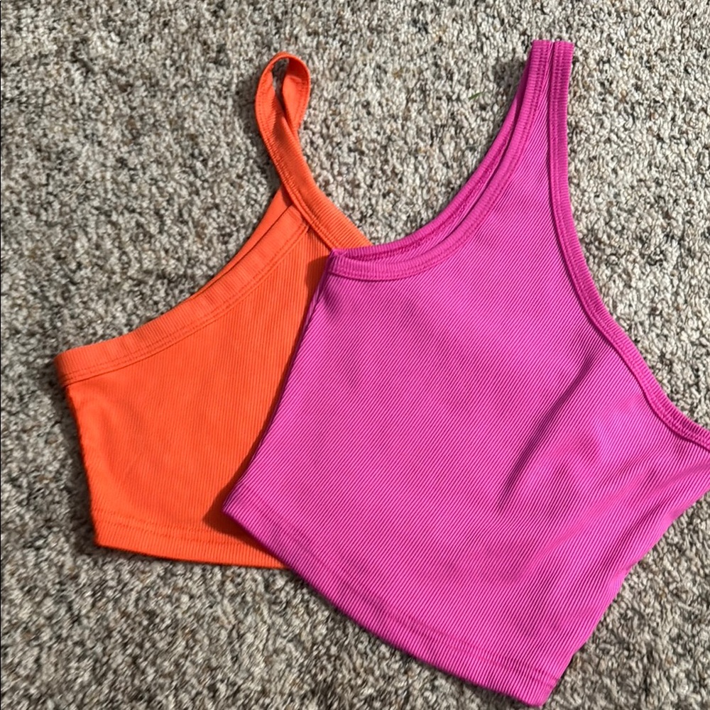 Vibrant Pink and Orange Women's Crop Tops